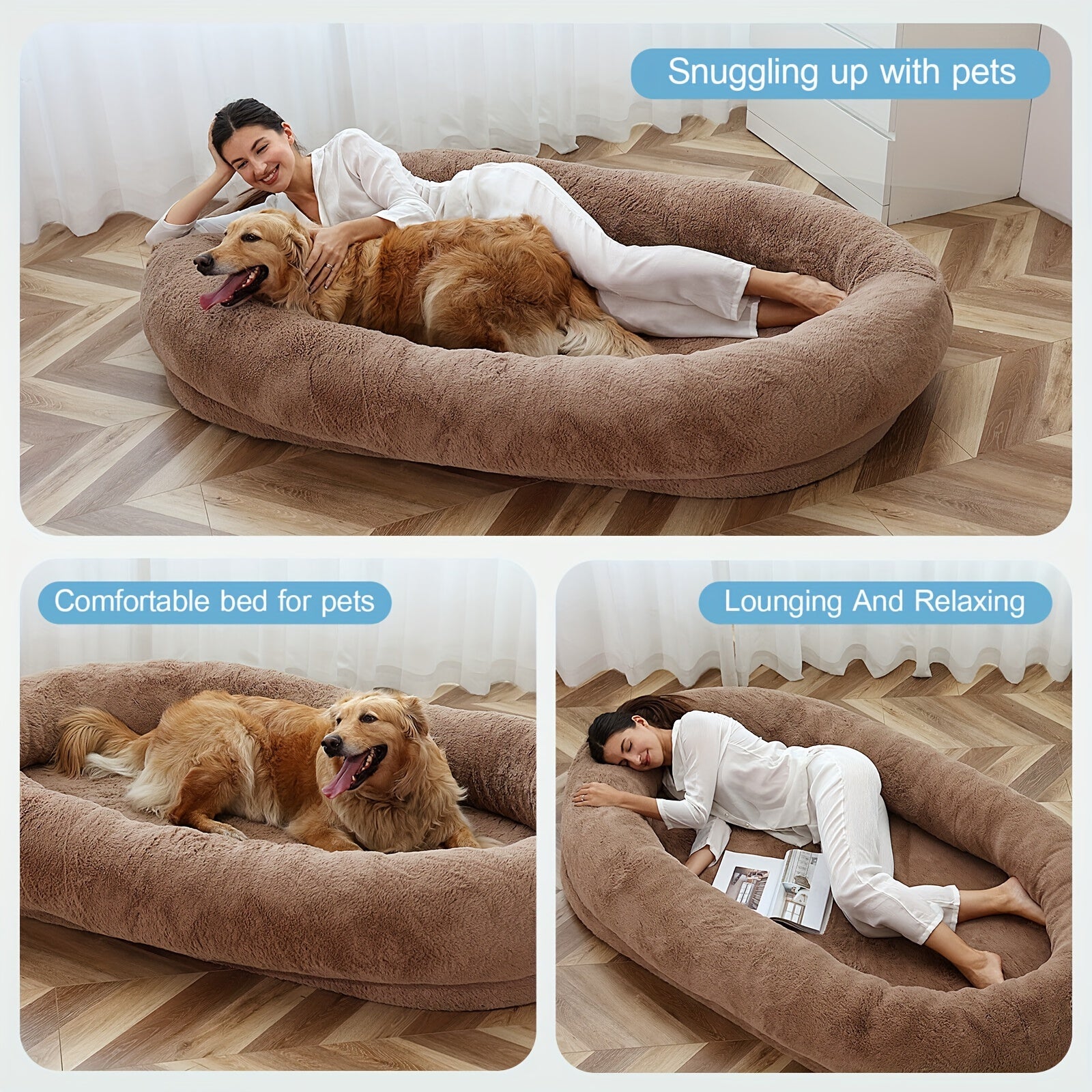Oversized Memory Foam Pet Bed for Medium to Large Dogs Washable Cover Non-Slip