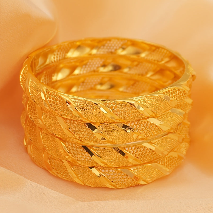 Gold Bangle Set for Women 4-Piece Boho Jewelry for Wedding and Daily Wear