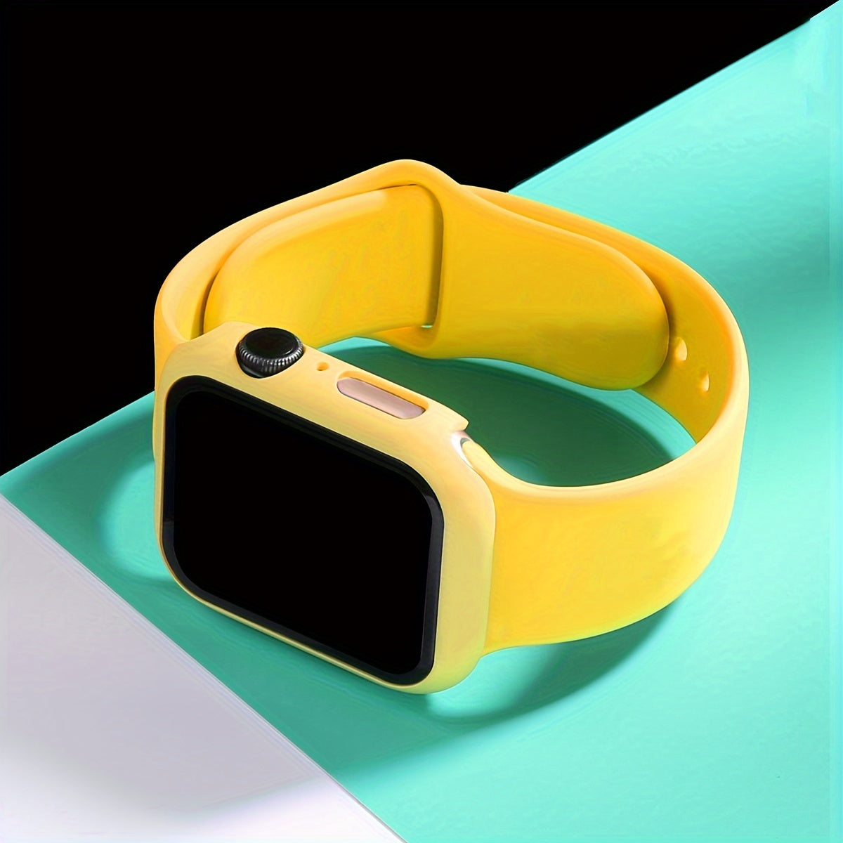 Silicone Watch Strap and Tempered Glass Case Set for Men Women Compatible with Apple Watch Series 38mm 40mm 41mm 42mm 44mm 45mm 49mm