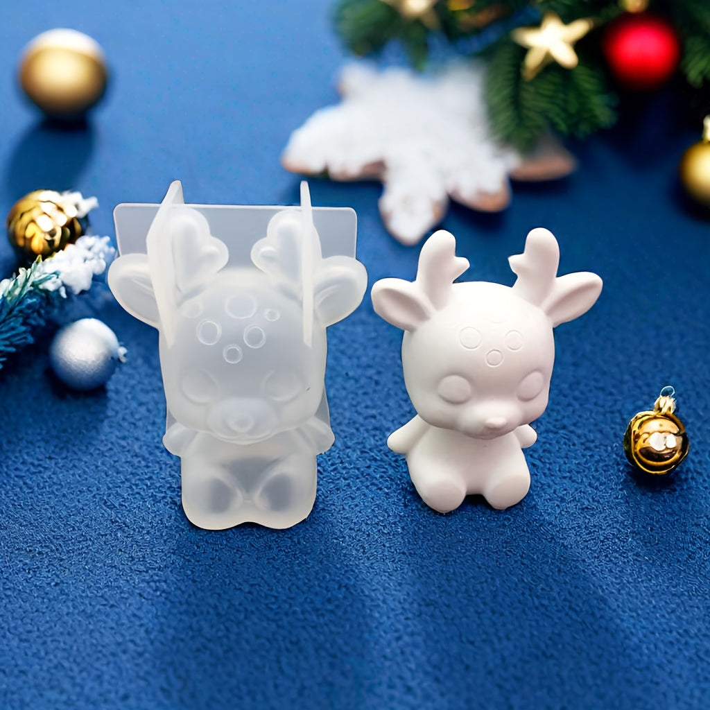 Silicone Christmas Deer Mold for Cake Decorating, Chocolate, Gummy, Soap, Ice Cubes