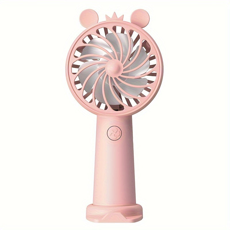 USB Rechargeable Handheld Fan with 3 Speeds, Mobile Stand, Compact and Portable