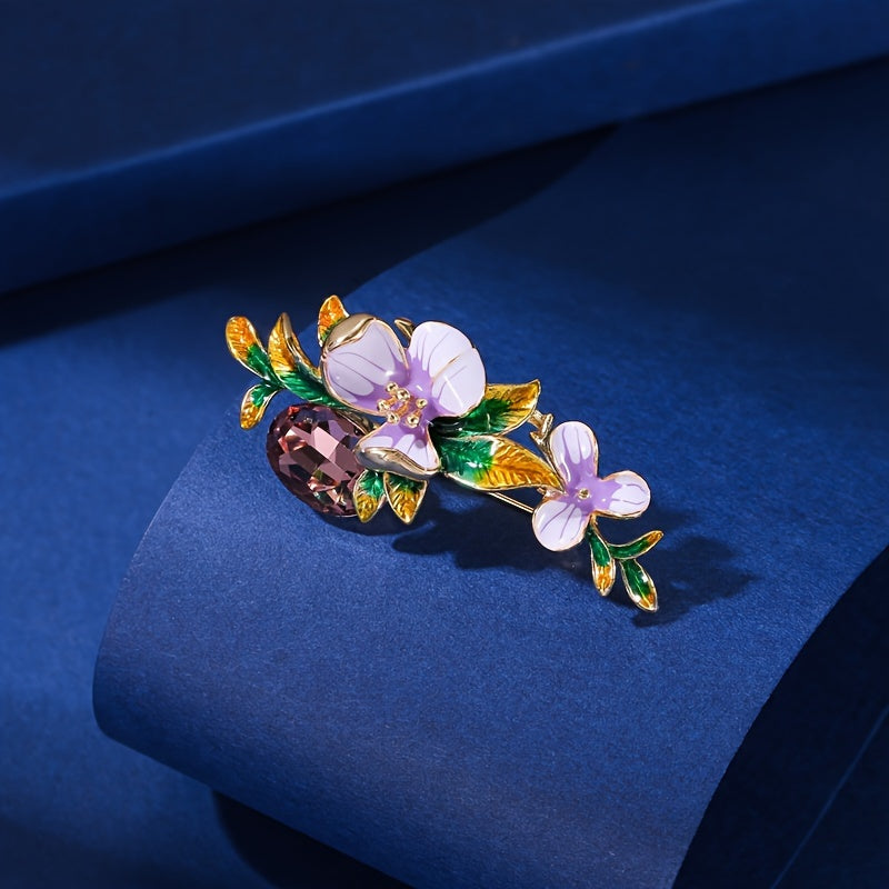 Elegant Iris Flower Brooch Pin Alloy Jewelry with Oil Drop Finish for Suits and Collars