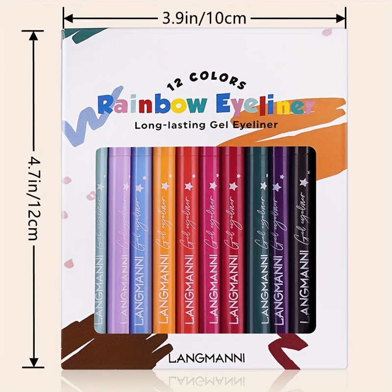 Set de delineadores de ojos mate cremosos para mujer, 12 colores, de larga duración, a prueba de manchas