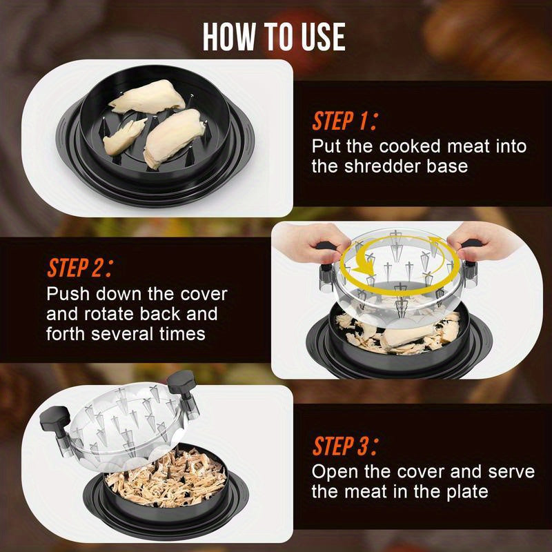 20.32 sm Qoʻlda ishlovchi Tovuqni maydalash uchun aniq qopqogʻi va anti-slid asos bilan - Pishirilgan goʻsht uchun ergonomik qoʻl asbob - Oson tozalanadi, idish-tovoq mashinasida yuvish mumkin - Tacos, sendvichlar, salatlar uchun ajoyib -