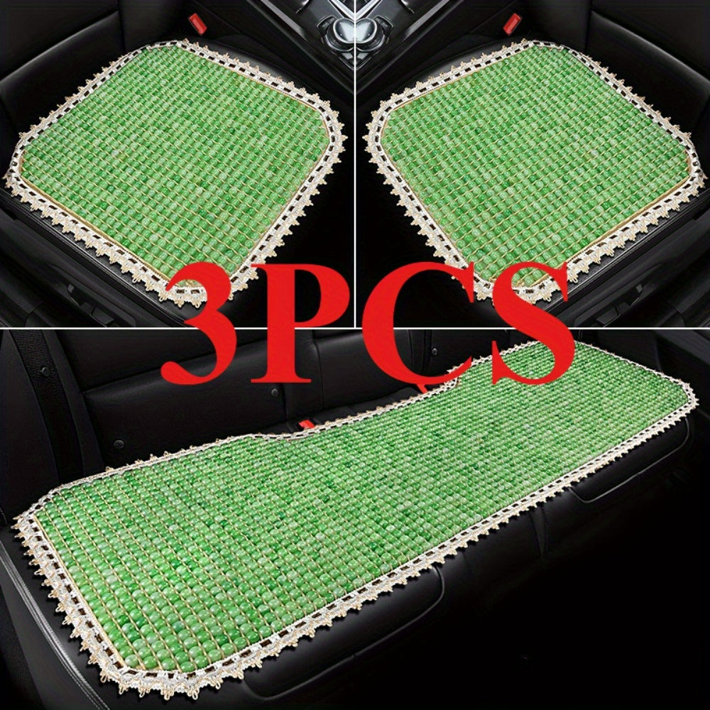 Women’s Emerald Green Resin Car Cushion Set, Breathable Cooling Pads Three-Piece