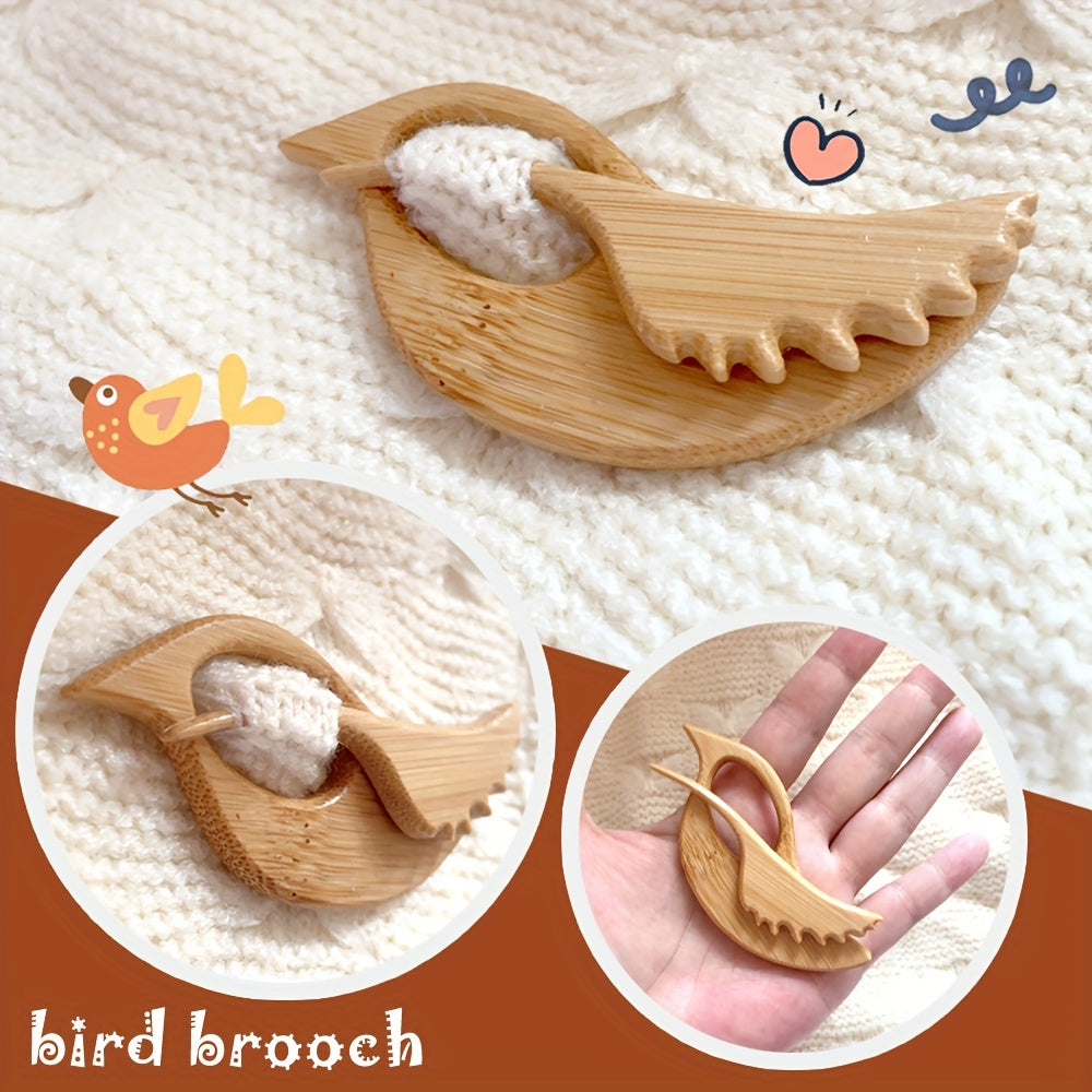 Wooden Animal Brooch Set of 3 or 5, Cute Animal Pattern Sweater Clips