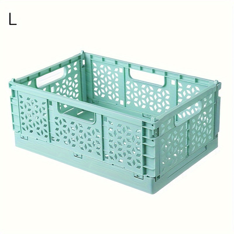 Plastic Folding Storage Basket with Handle for Snacks Fruits and Cosmetics