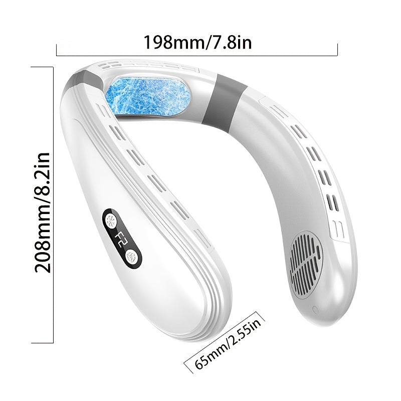 Portable Wearable Neck Fan with 360° Cooling Plate, USB Rechargeable, Quiet Operation