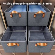 Collapsible Fabric Storage Bins with Metal Frames for Clothes and Toys