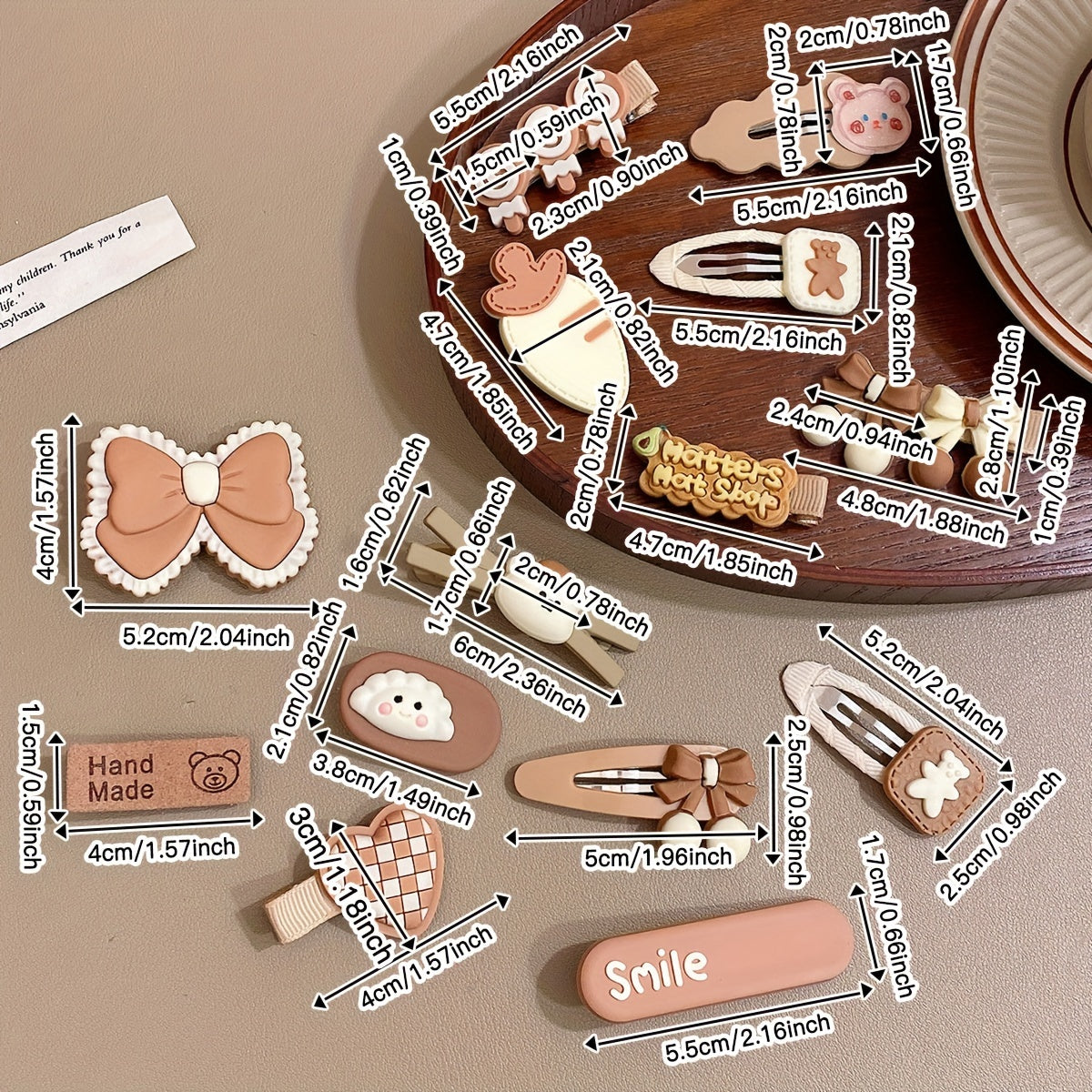 14 ta jigarrang kamon soch qisqichlari