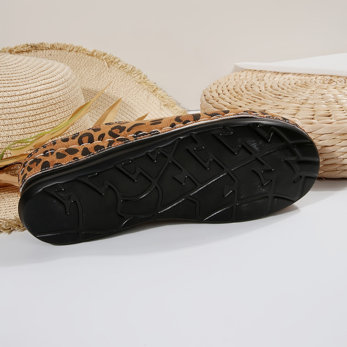 Women's Leopard Print Slip-On Mules Casual Shoes with Rubber Sole