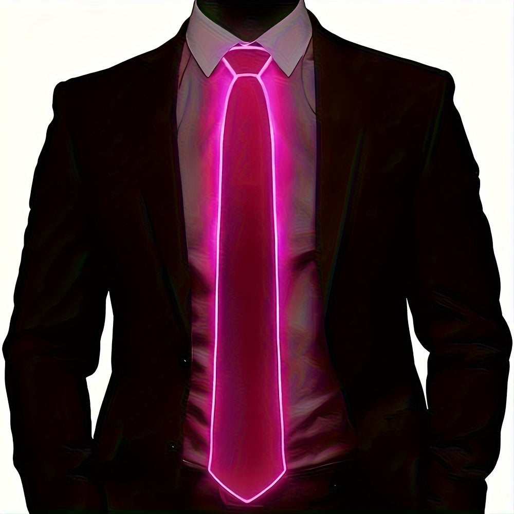 LED Light Up Necktie for Men Polyester Knit EL Wire Glowing Party Halloween Cosplay