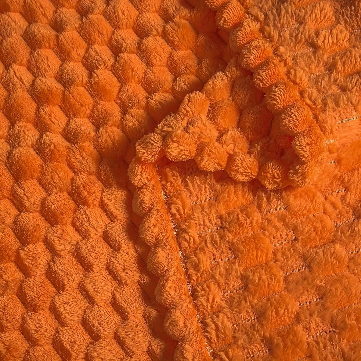 Burnt Orange Flannel Throw Blanket Ultra-Soft 3D Jacquard All-Season Lightweight