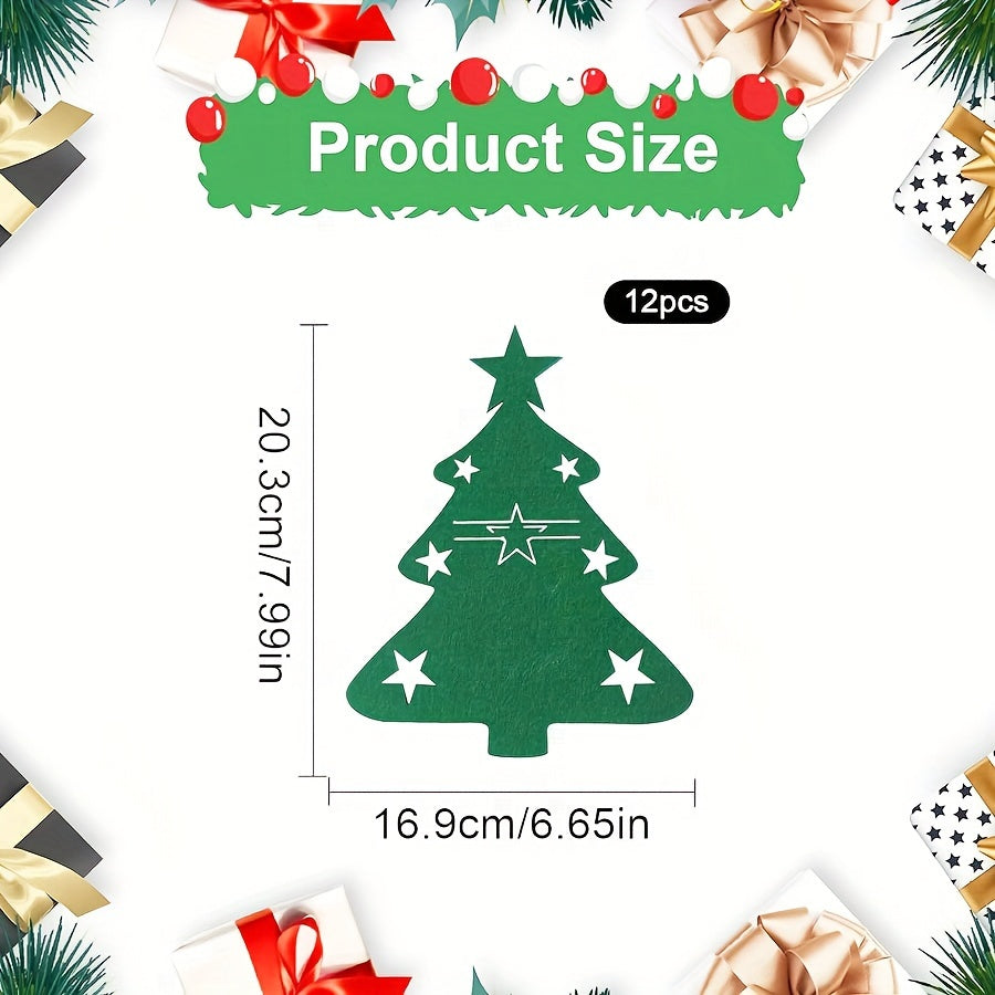 Christmas Tableware Set with 12 Felt Cutlery Holders for Holiday Dining