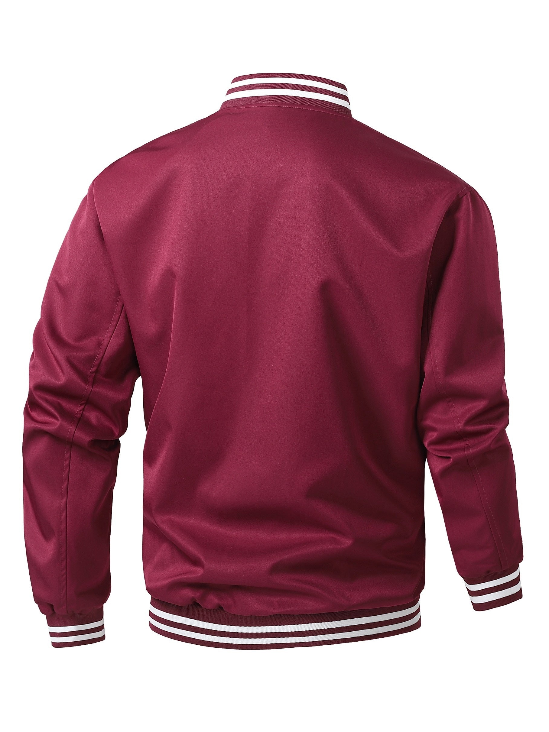 Men's Plus Size Varsity Jacket Lightweight Polyester Preppy Baseball Collar Pockets