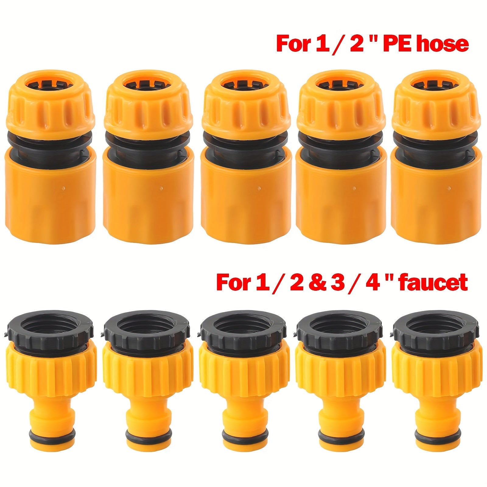 Набор из 6 соединителей для садовых шлангов и адаптеров для кранов 3/4 и 1/2 дюйма