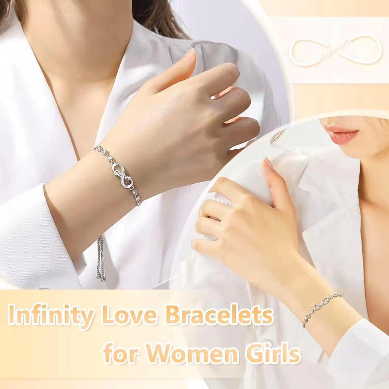 Women’s Adjustable Infinity Symbol Bracelet Alloy Minimalist Zirconia Jewelry