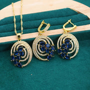 Women's Gold-Plated Jewelry Set with Synthetic Zirconia for Weddings and Parties