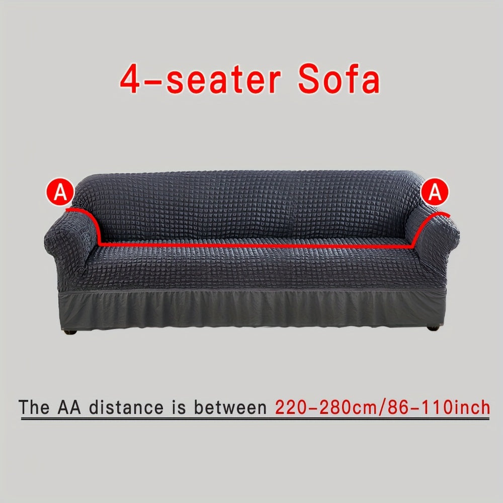 Beige Elastic Sofa Cover Fits All Sizes Machine Washable Living Room