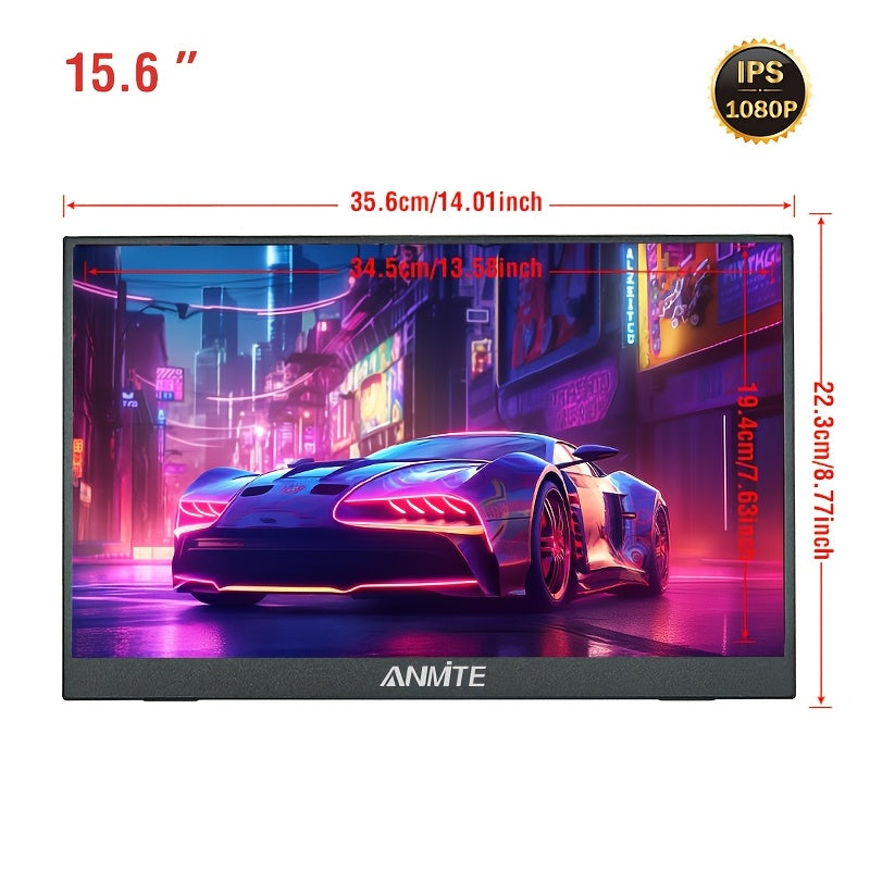 15.6 dyuymli portativ sensorli ekran monitor FHD 1080p USB-C mato uchun noutbuklar, o'yinlar, Raspberry Pi