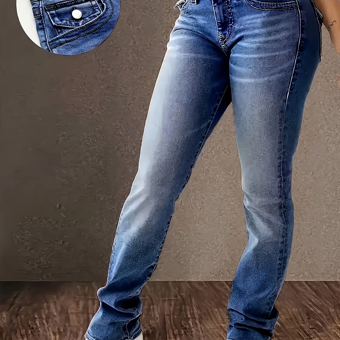 Jeans de mezclilla de talla grande para mujer de tiro alto y corte recto, pantalones con bolsillos, tela duradera