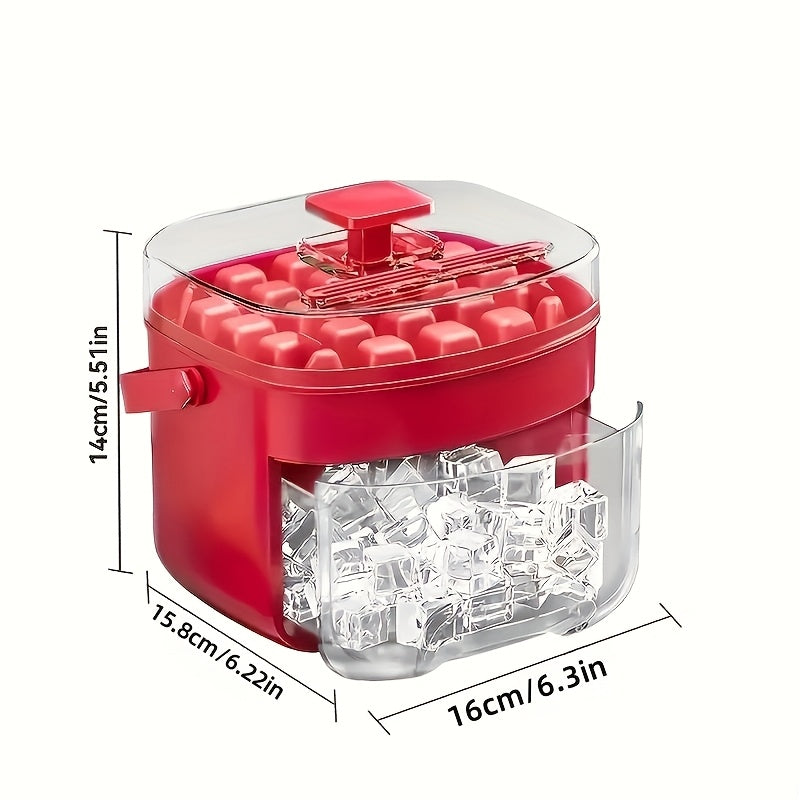 Portable Double-Layer Ice Cube Tray with 48 Slots, 2 Colors, Shovel