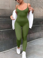 Plus Size Women's Off-Shoulder Bodycon Jumpsuit Stretchy Romper Sleeveless All-Season