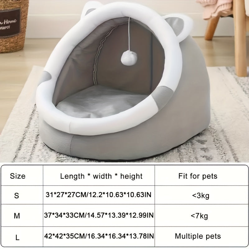 Cat Bed with Toy Ball Non-Slip Spacious Cozy for Cats