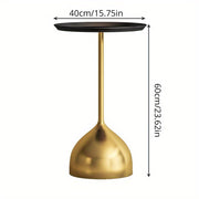 Black Metal Coffee Table Round Small Space Living Room Balcony Corner Easy Assembly