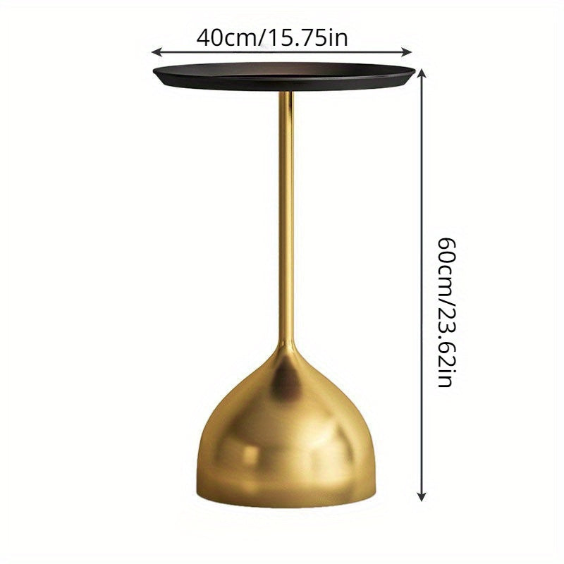 Black Metal Coffee Table Round Small Space Living Room Balcony Corner Easy Assembly