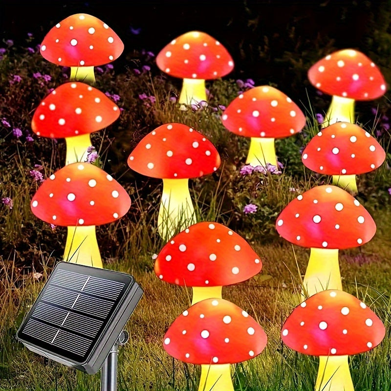 8/12pcs Solar Mushroom Pathway Lights ABS Material 8 Lighting Modes Infrared Sensor Outdoor Garden Yard