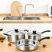 Durable Stainless Steel Cookware Set 6 Pieces Pots and Pans Nonstick Oven Safe