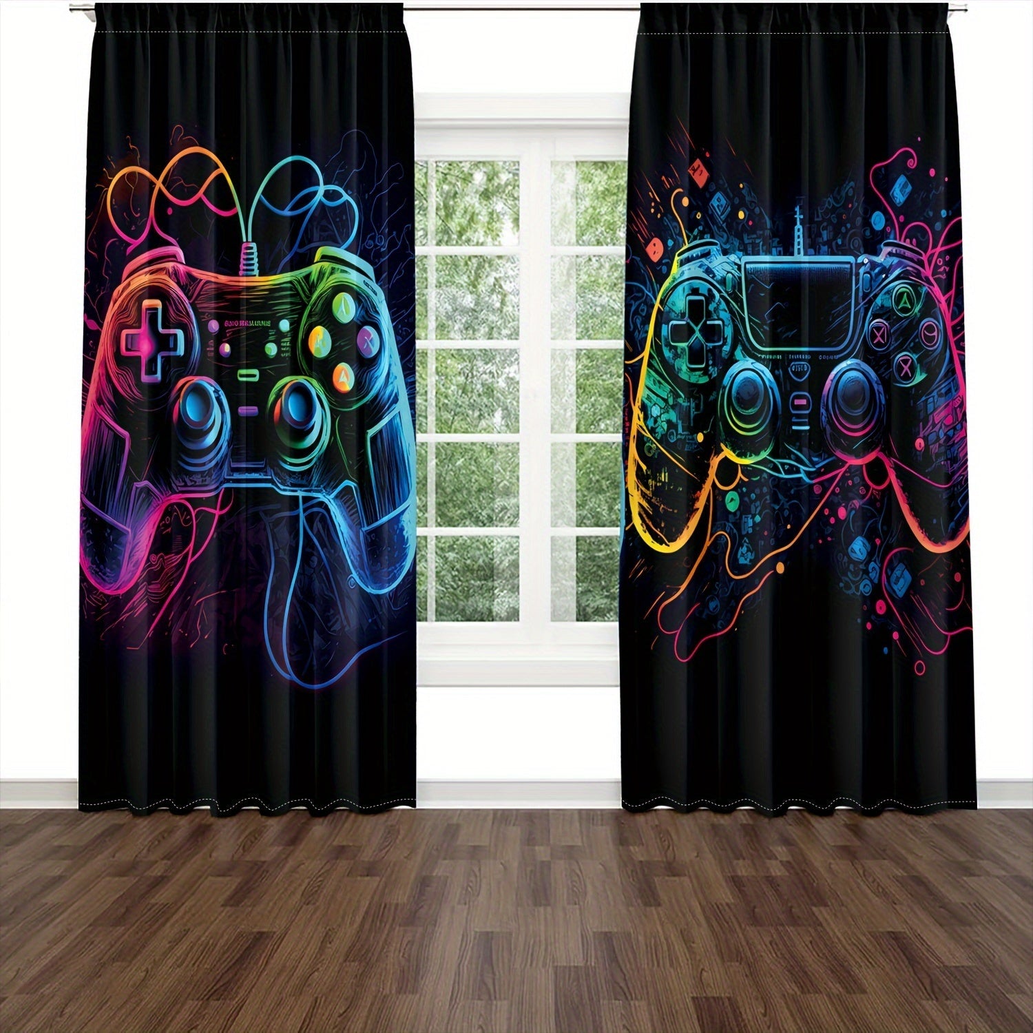 Two Player Game Controller Curtain Semi-Transparent Privacy Living Room Bedroom