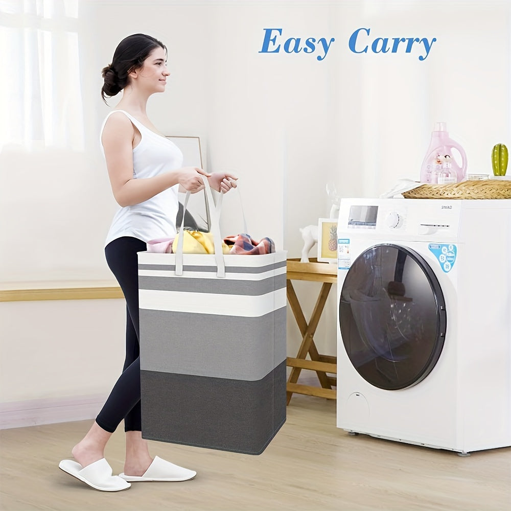 Grey Laundry Basket with Waterproof Waterproof and Freestanding Design 75L Capacity