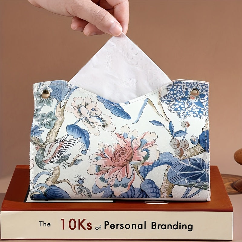 Zamonaviy sun'iy charm mato qopqog'i, retro moyli rasm dizayni bilan, suv o'tkazmaydigan, uy, avtomobil va ish stoli uchun ko'p maqsadli, ijodiy salfetka ushlagich.