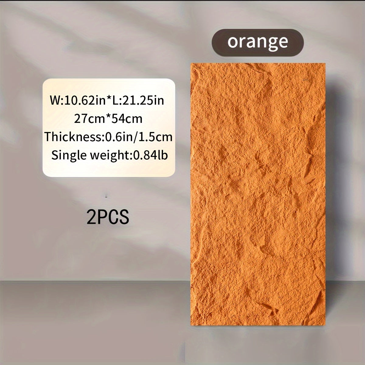 Contemporary Reusable PU Stone Wall Decal 26.97cm x 53.98cm Multi-Surface