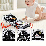Children's Soft Fabric Toy for Tummy Time Black and White High-Contrast Design