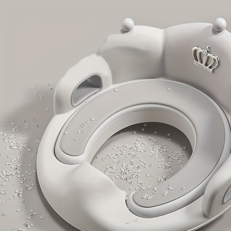 Asiento de entrenamiento para niños con diseño de corona, base resistente blanca y acolchado cómodo