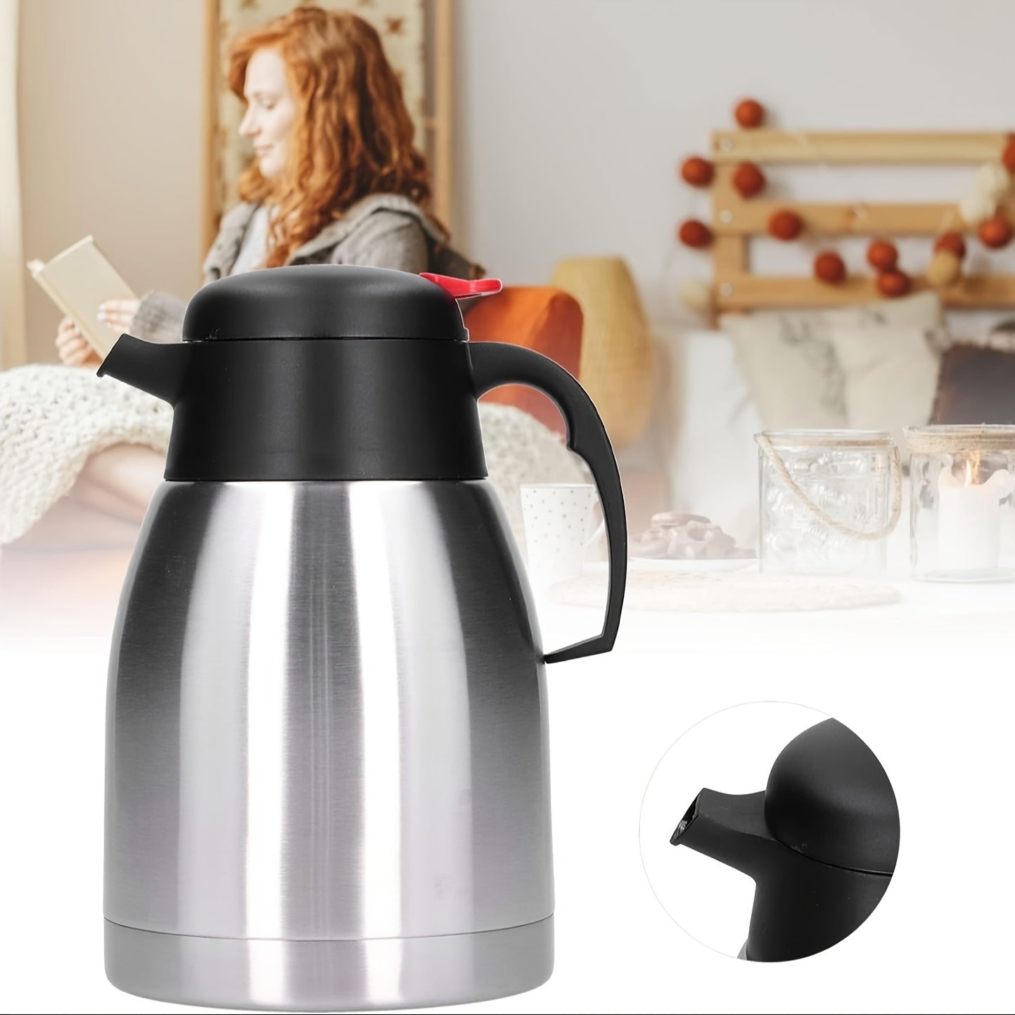 Insulated Stainless Steel Vacuum Bottle Double Layer Water Jug for Home Office Carafe
