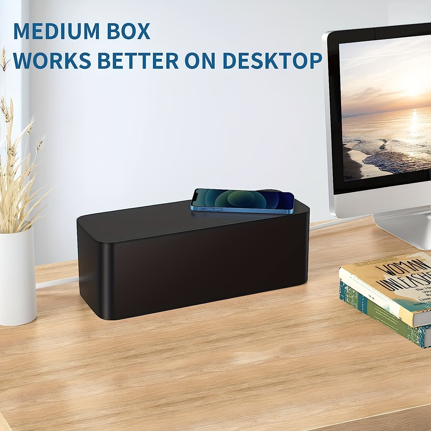 Caja de almacenamiento de cables de plástico para organizar cables y regletas