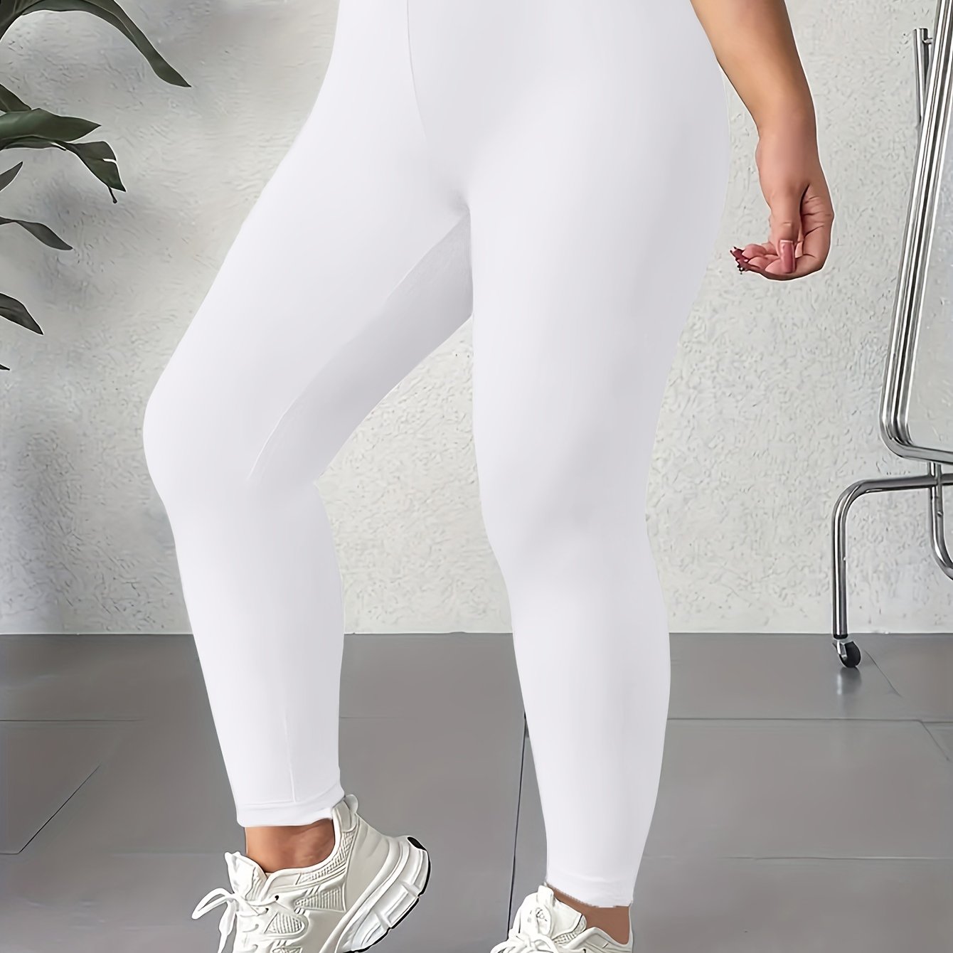 Women's Plus Size High-Waisted Yoga Leggings Tummy Control Pink