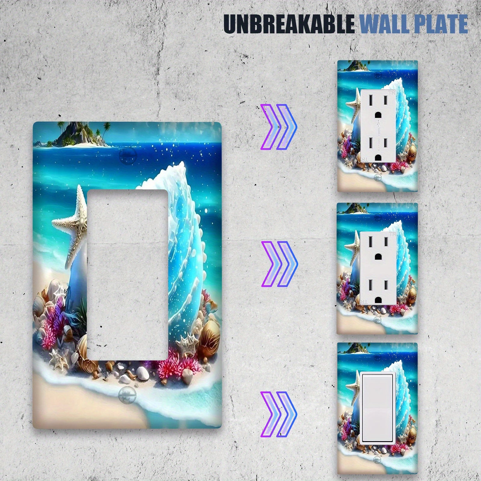 Beach Themed Shell and Starfish Light Switch Cover Unbreakable Polycarbonate