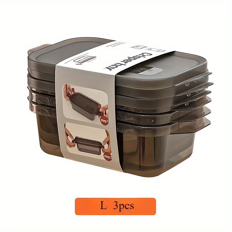 3 ta mikroto'lqinli xavfsiz plastik oziq-ovqat saqlash idishlari to'plami - ko'p maqsadli, xavfsiz klipli qopqoq, kvadrat dizayn, muzlatgich va mikroto'lqinli pechda foydalanish uchun xavfsiz, qulay oziq-ovqat saqlash uchun.