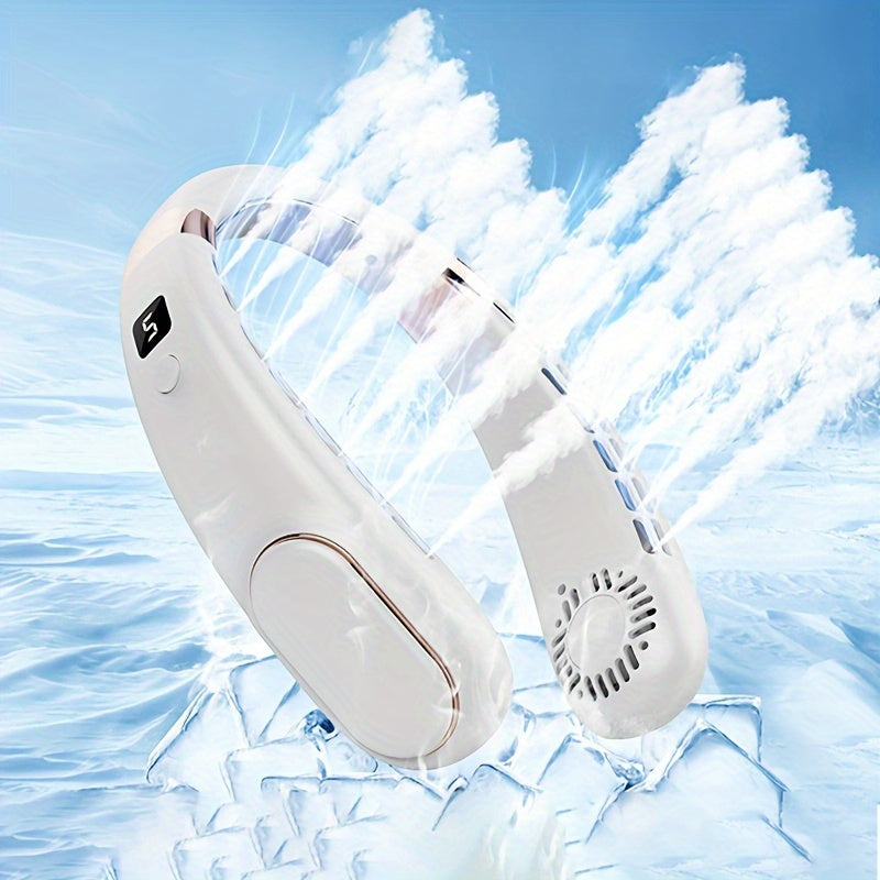 Portable Neck Fan 360° Bladeless Personal Fan USB Rechargeable Adjustable for Indoor Outdoor Use