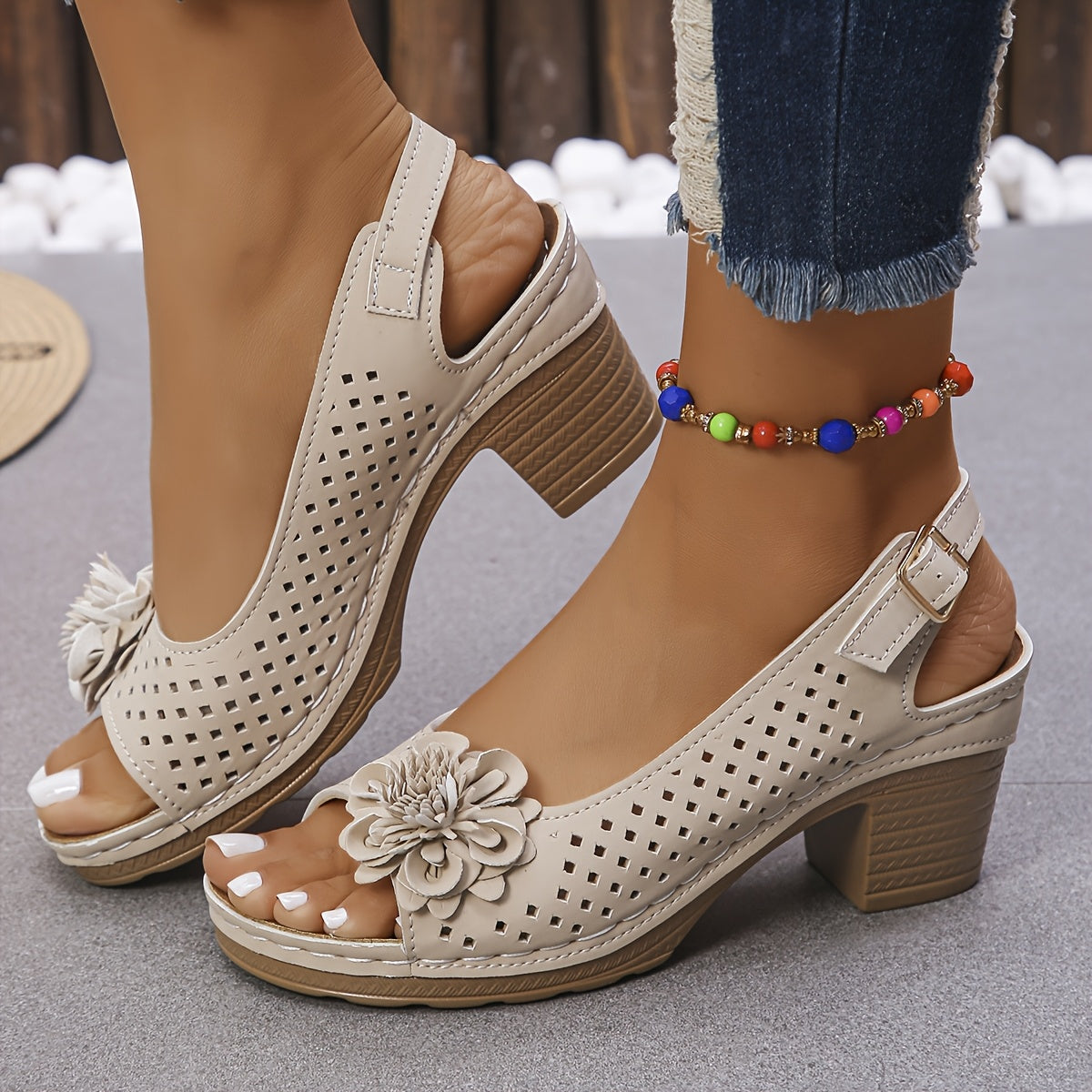 Women's Breathable Synthetic Sandals with TPR Sole for Casual and Semi-Formal Wear