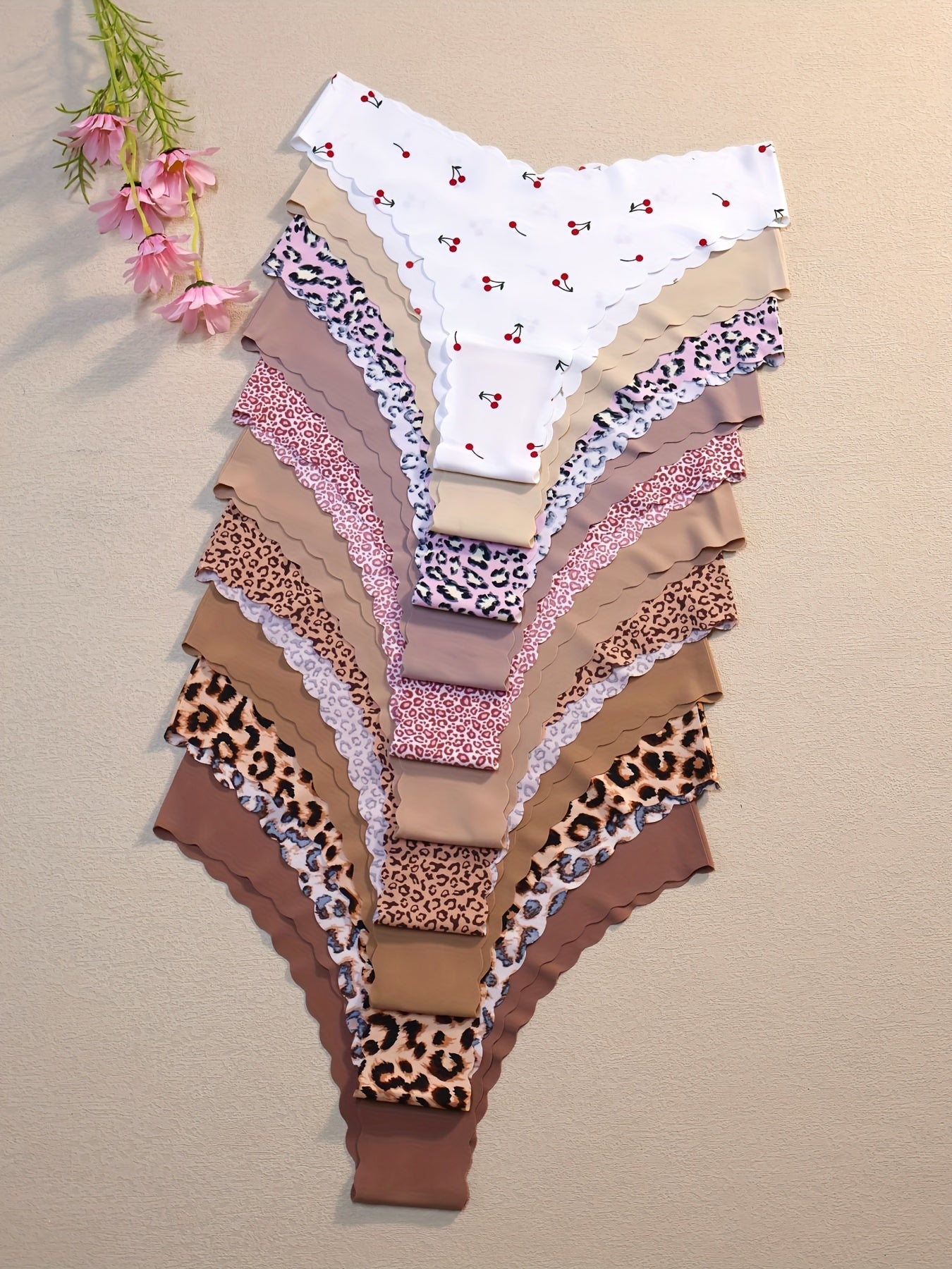 Women's Seamless Leopard Print Panties 10 Pack Merlot Breathable Quick-Drying