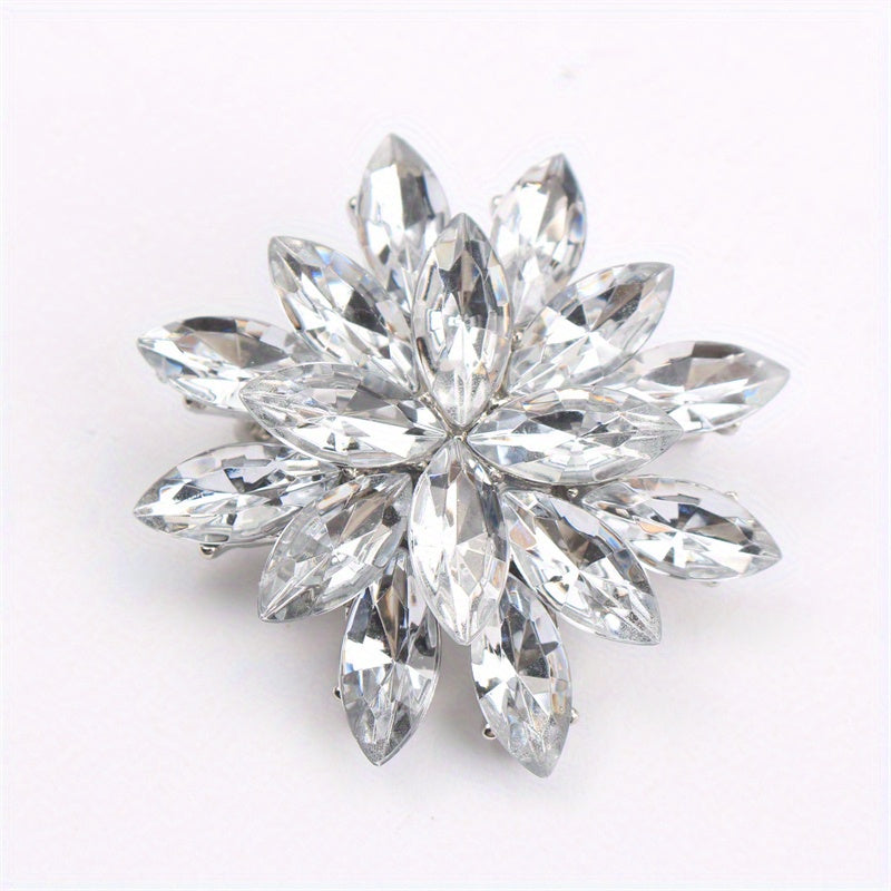 Rhinestone Flower Brooch for Dresses Bags Hats Elegant Jewelry Accessory