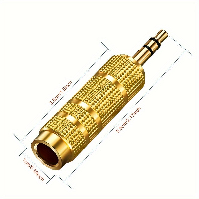 Gold-Plated Audio Adapter Set for Guitar Amps and Mixers 3.5mm to 6.35mm