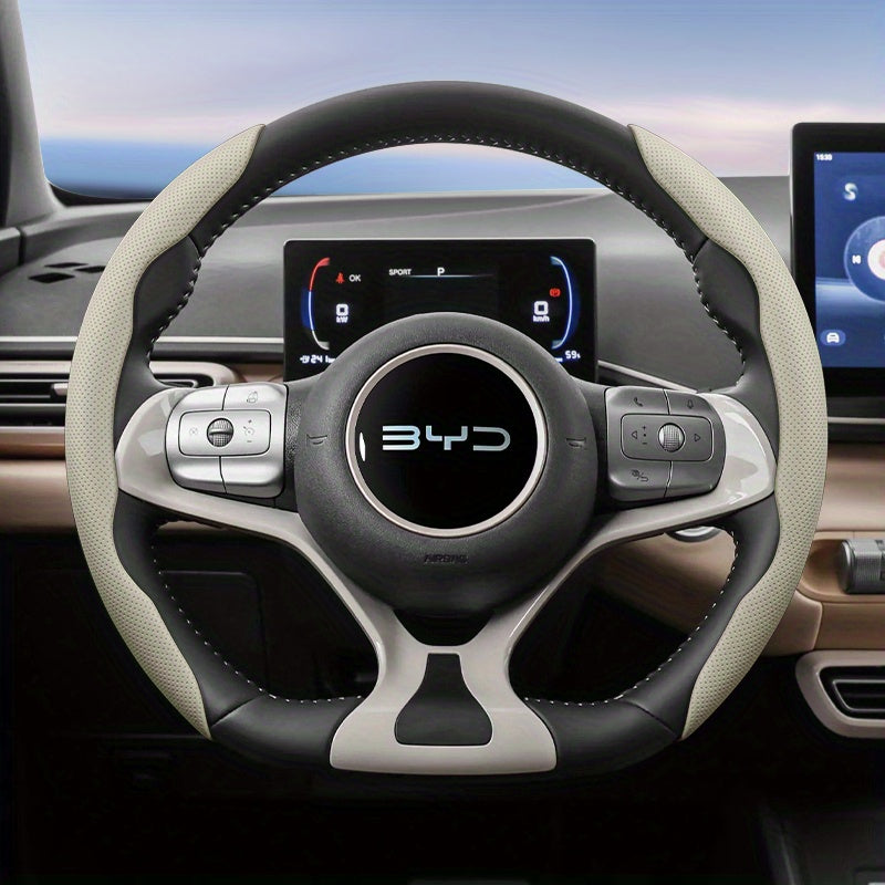 Universal Breathable PU Leather Steering Wheel Cover 2PCS Anti-Slip Durable