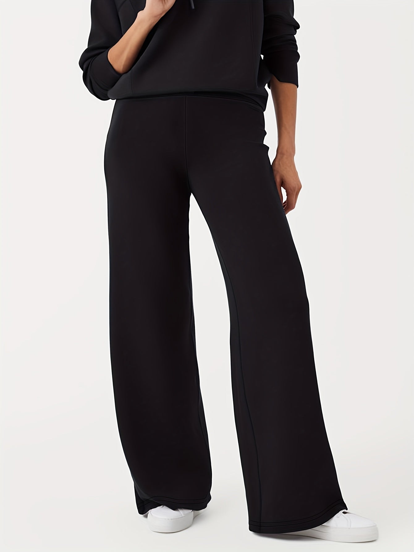 Plus Size Women's Stretch Straight Leg Pants Solid Color Casual Formal Spring Fall